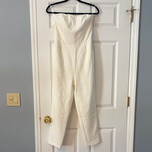 Express Strapless Cream Jumpsuit